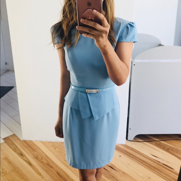 light blue office dress
